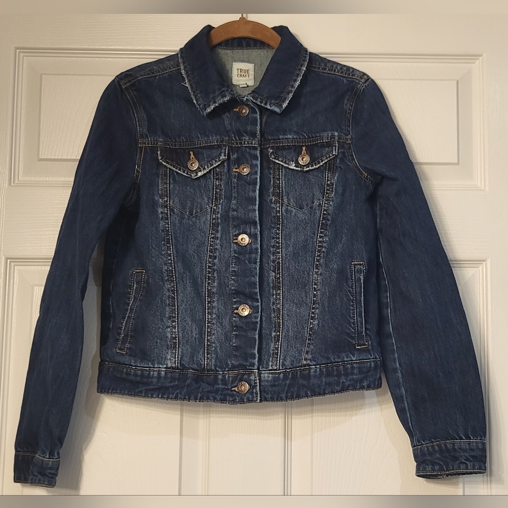 True Craft Dark Wash Denim Jacket Size Small Boho Western Cowgirl Layering